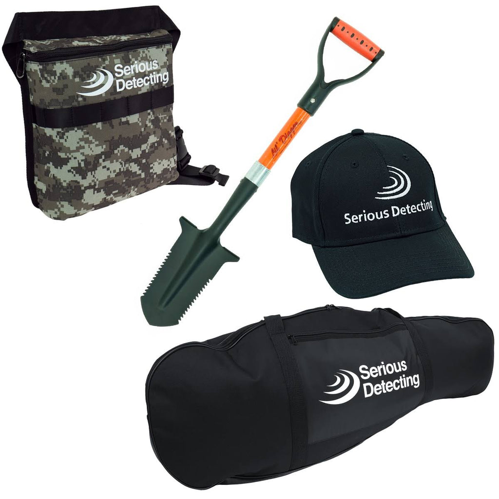 Metal Detector Bundle with Coil Pack, Shovel, Carry Bag F82158