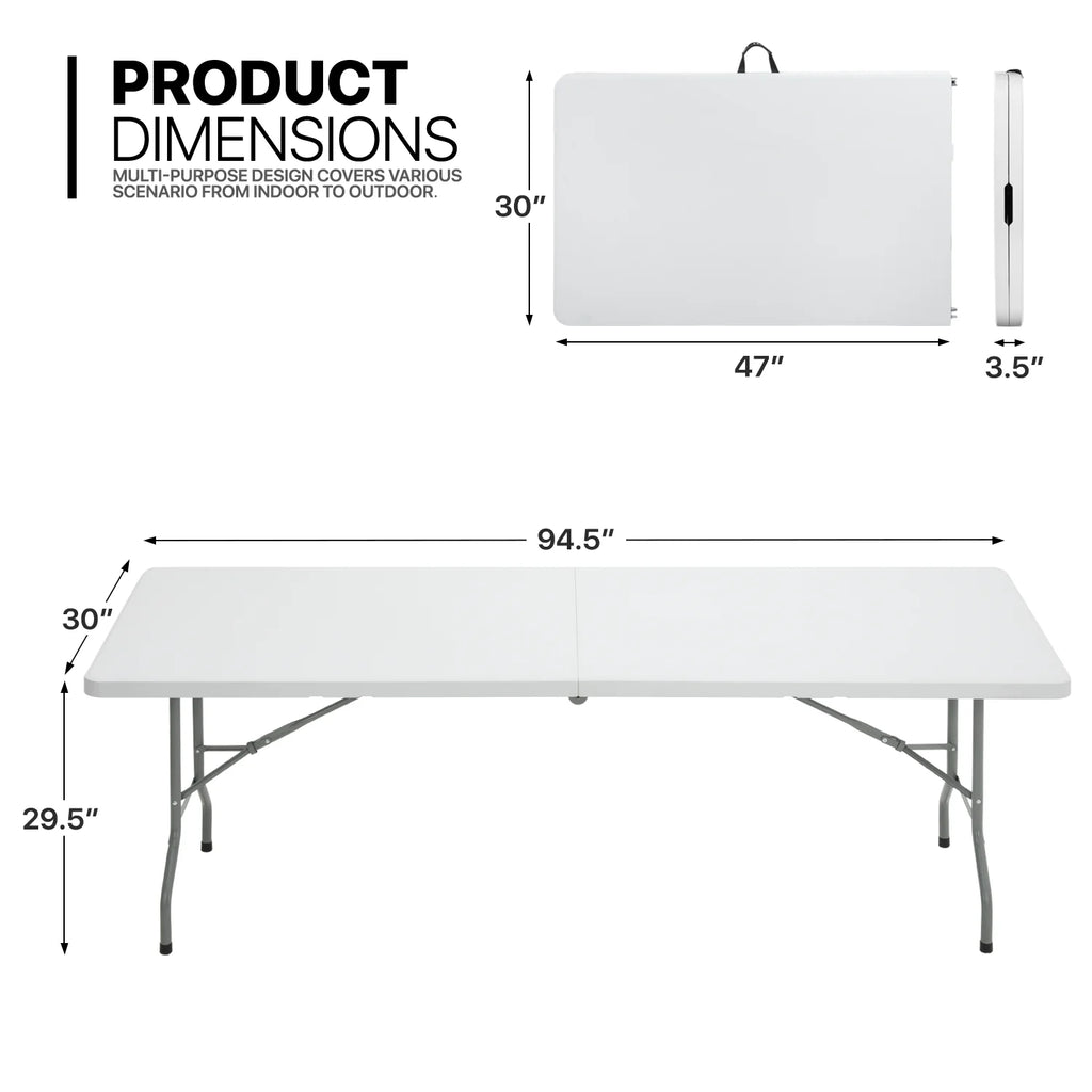 11-Piece White Folding Dining Table and Chairs Set G8323