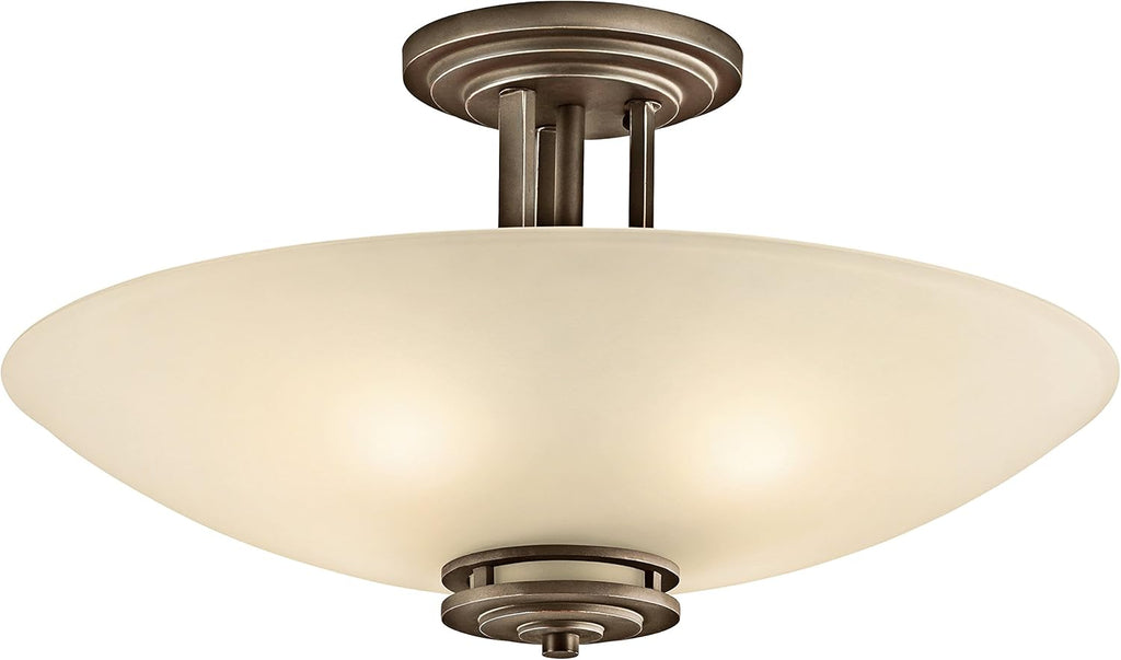24 4 Light Semi Flush with Satin Etched Cased Opal Glass Brushed Nickel O455740