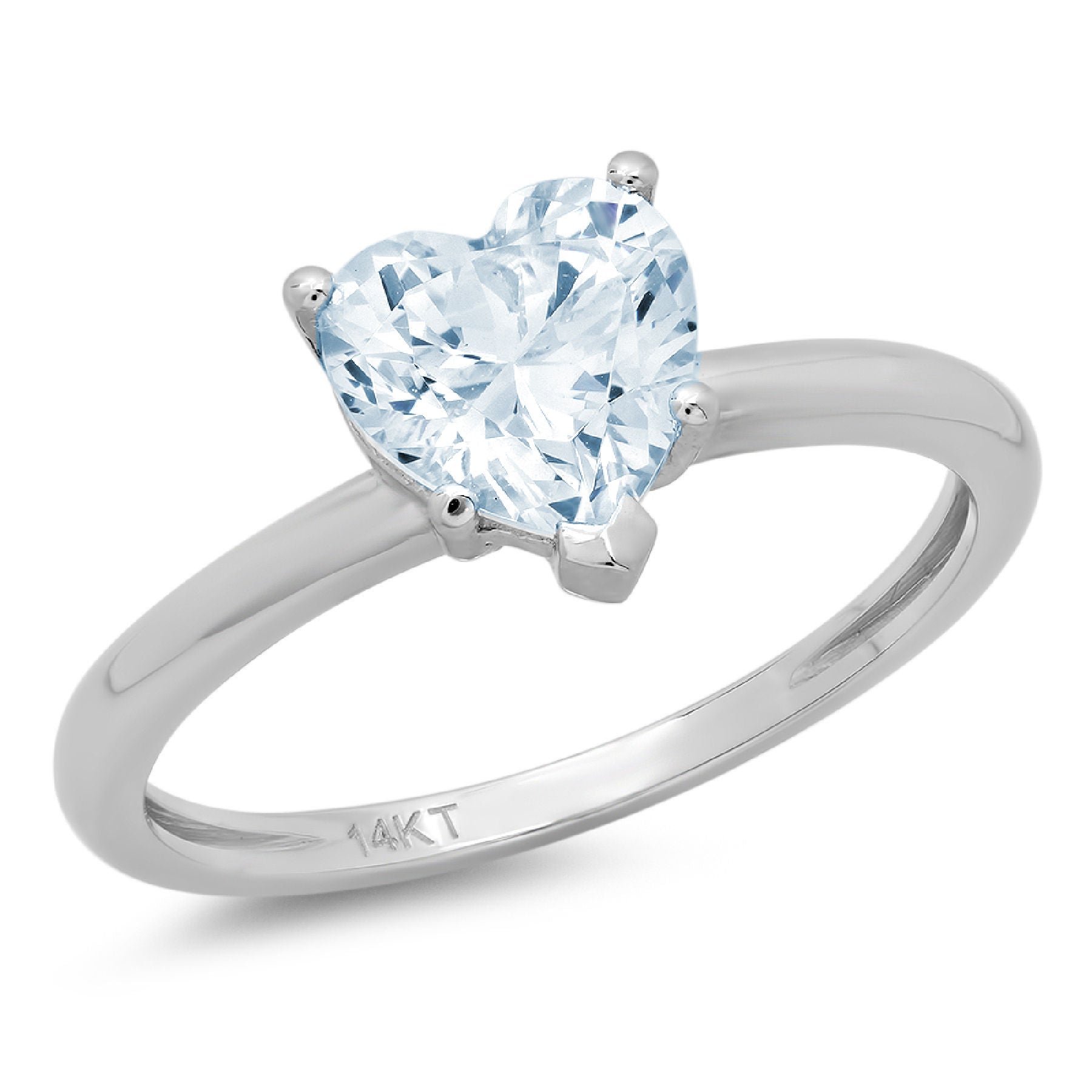 Heart Cut Blue Simulated Diamond 18k White Gold Ring G585891