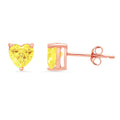 14K Rose Gold Heart Cut Stud Earrings F332