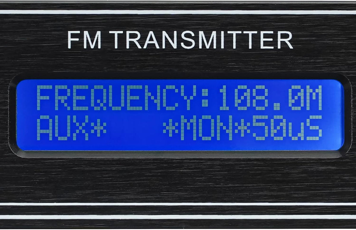 FM Transmitter with Dual Mic, 3 Preset Stations, USB Drive and RCA Inputs H373557