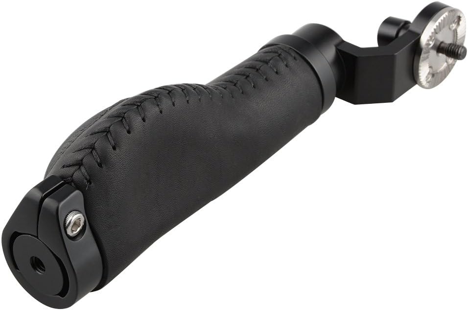 Aluminum Rosette Leather Handle Grip One Pair Black M6 Thread 31.8 mm W3125