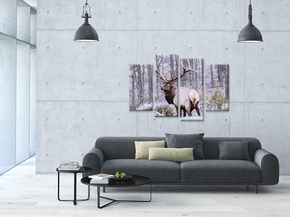 4 Panel Deer Elk Canvas Wall Art Print Stretched Framed Ready To Hang S121473