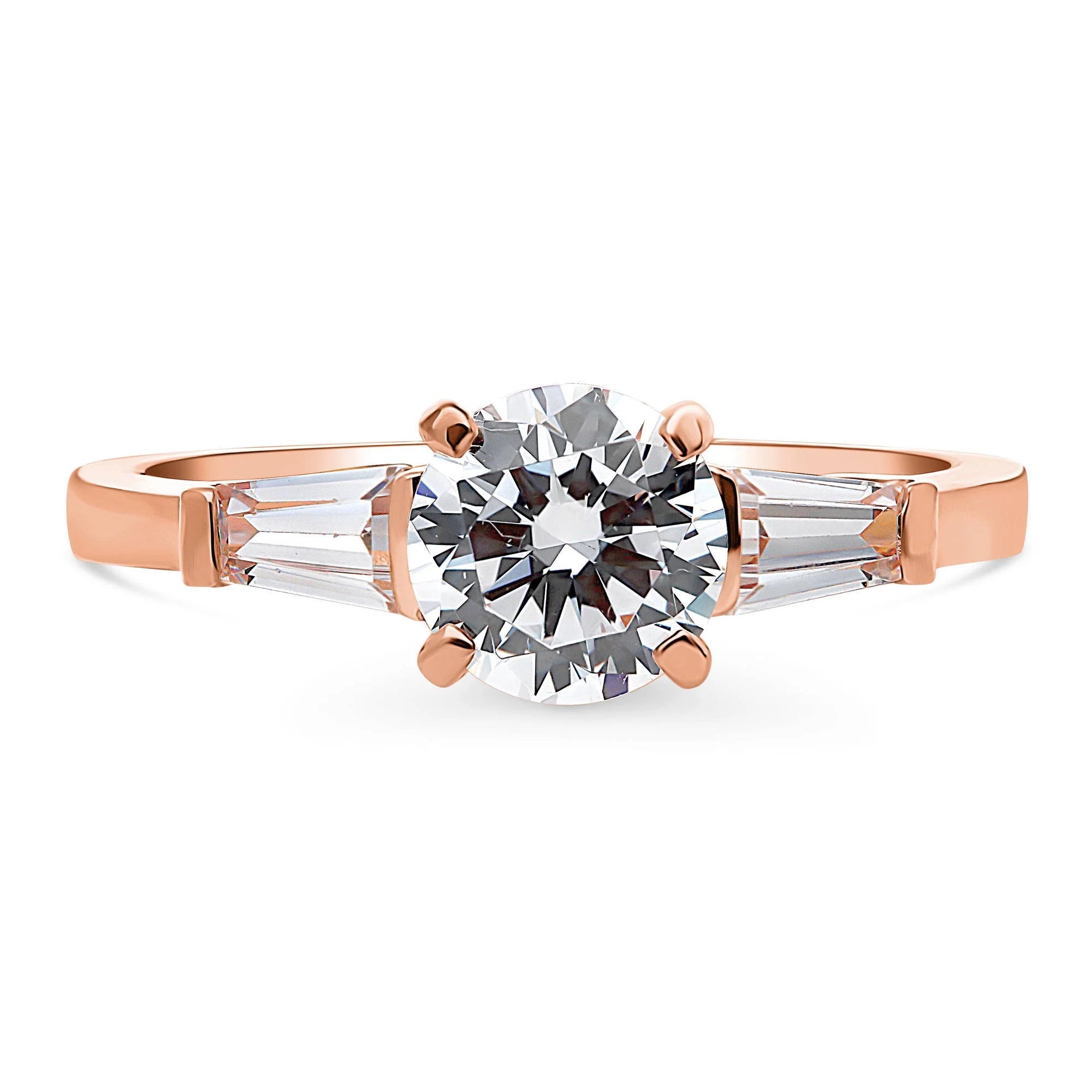 Rose Gold Plated Sterling Silver Solitaire Ring W9219