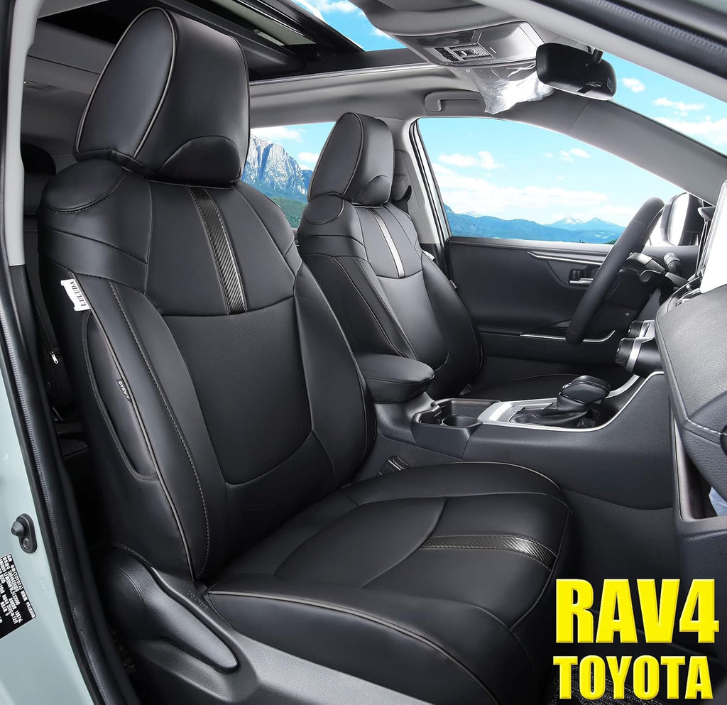 Wine Red Waterproof Faux Leather Seat Covers Full Set for Toyota RAV4 2019 2020 2021 A4951