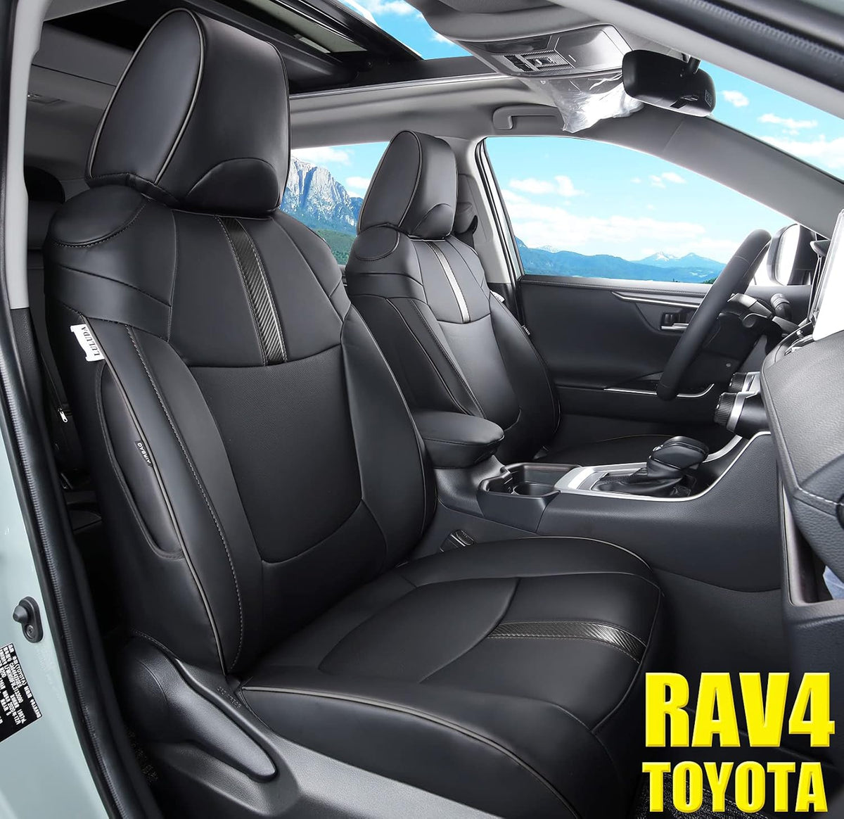 Wine Red Waterproof Faux Leather Seat Covers Full Set for Toyota RAV4 2019 2020 2021 A4951