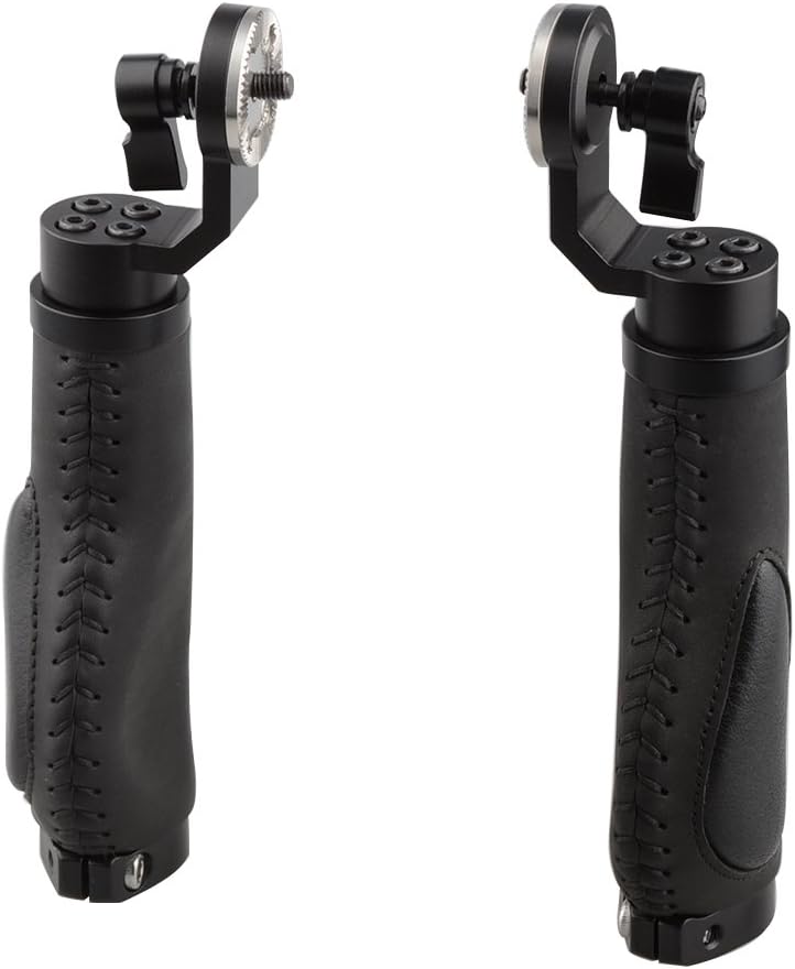 Aluminum Rosette Leather Handle Grip One Pair Black M6 Thread 31.8 mm W3125