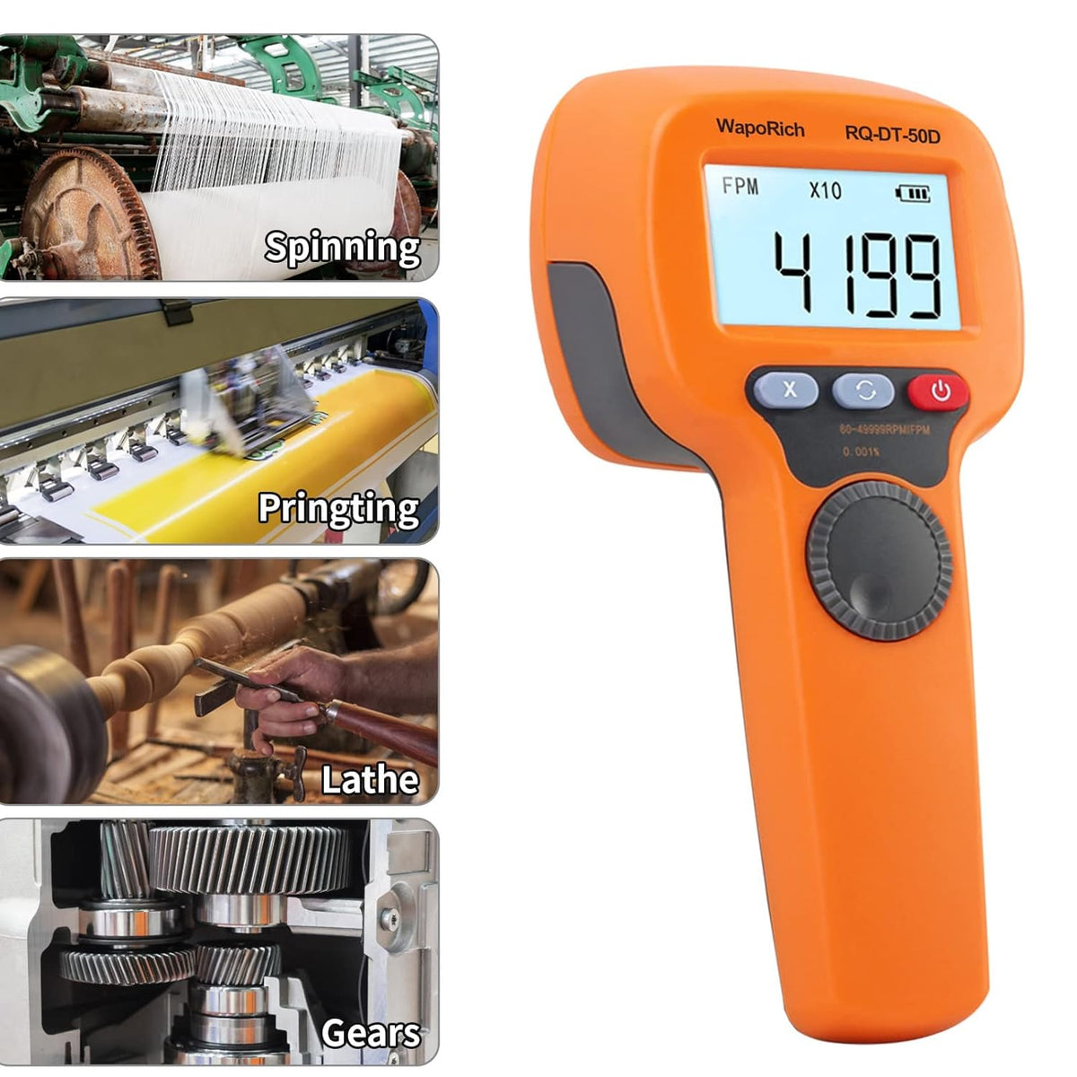 Rechargeable LED Flash Strobe Tachometer 60-49999 FPM V4923