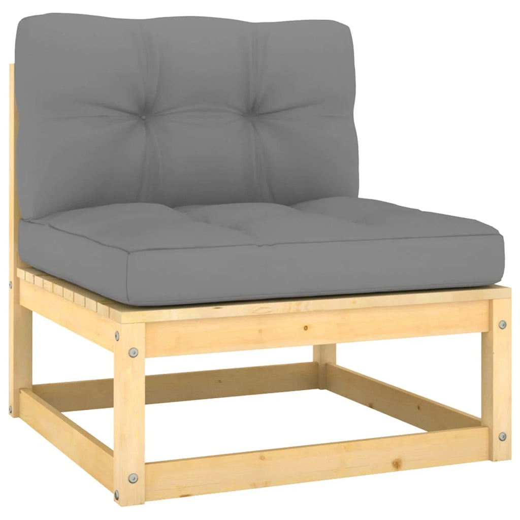 Patio 2 Middle Sofas with Gray Cushions Pinewood Garden Sofa Set W609