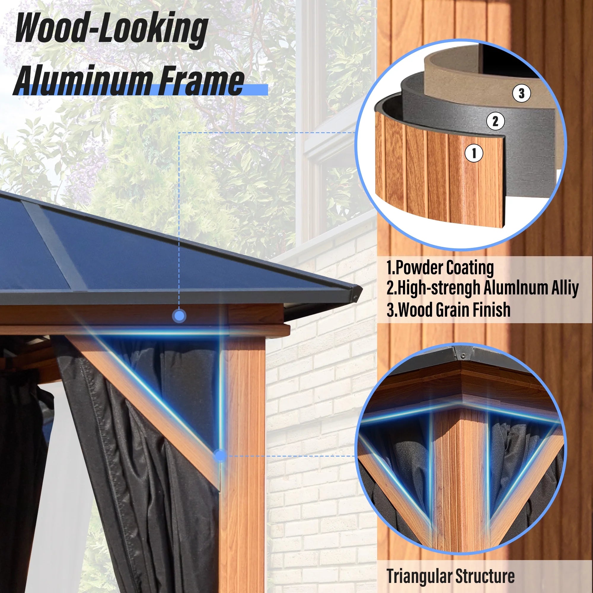 12'x 16' Hardtop Aluminum Gazebo with Double Polycarbonate Roof I146928