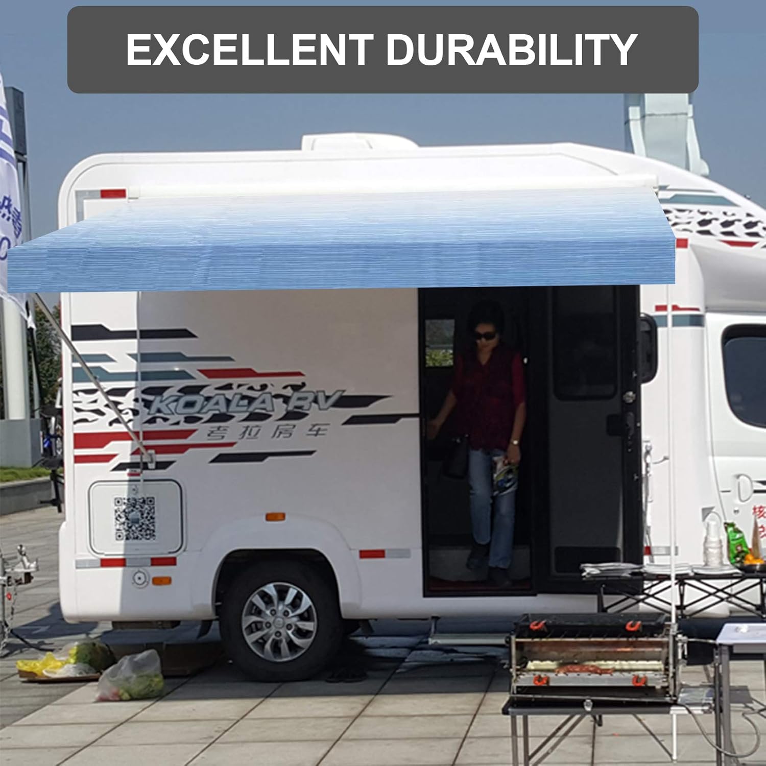 Waterproof Vinyl RV Awning Fabric Shade Screen - 18' Z19005