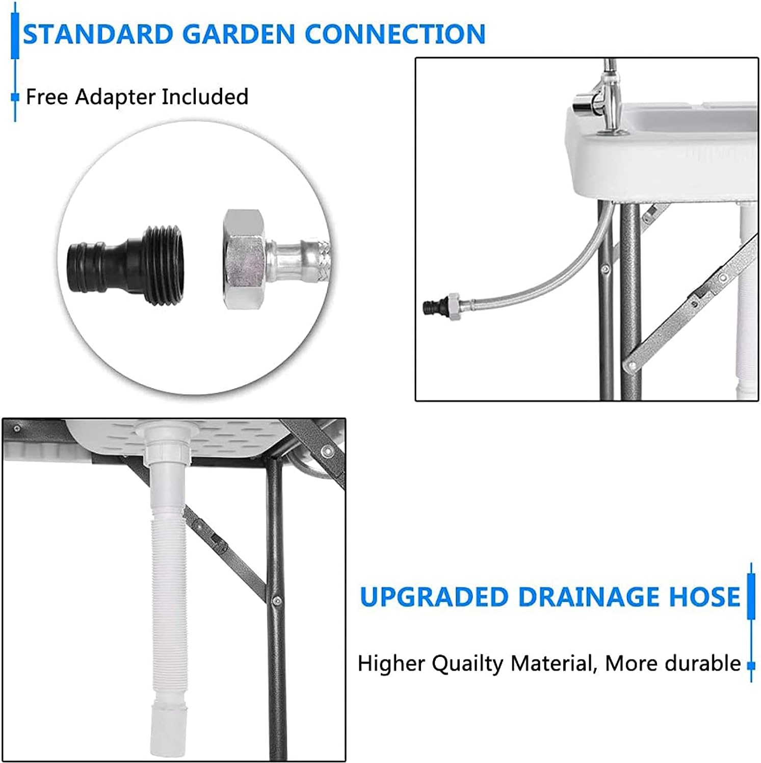 Portable Fish Cleaning Table with Sink & Faucet, Folding Lightweight Adjustable Workbench Q5215