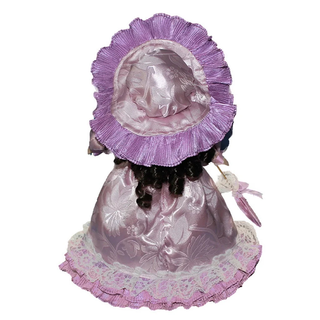 Victorian Porcelain Girl Dolls with Wooden Stand V189313