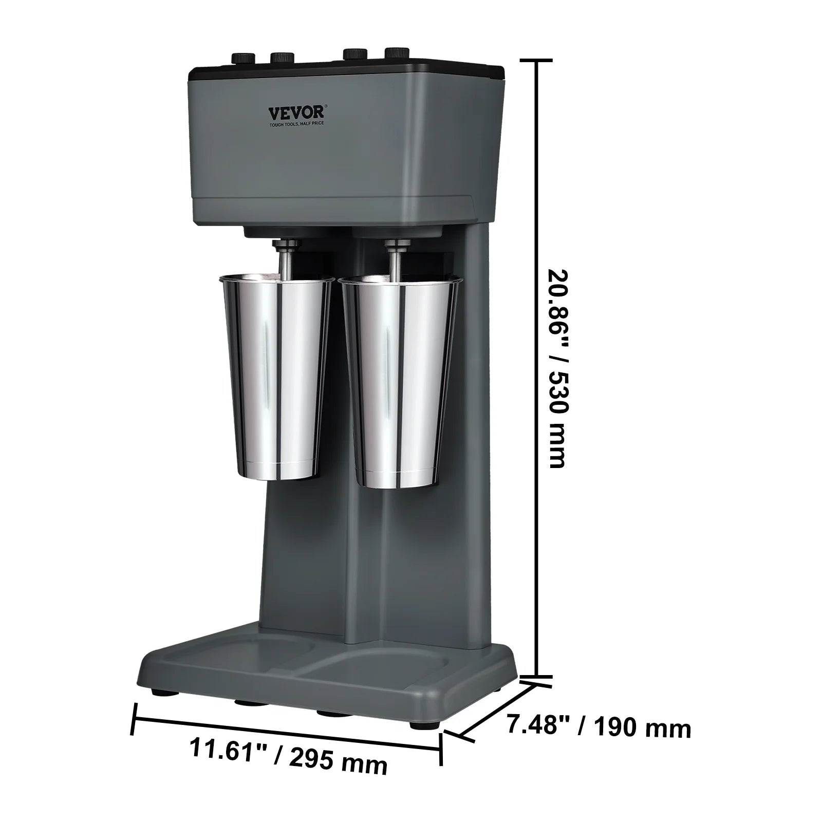 375W x 2 Double Heads Electric Milkshake Machine with 2 x 820 ml Stainless Steel Cups B88400