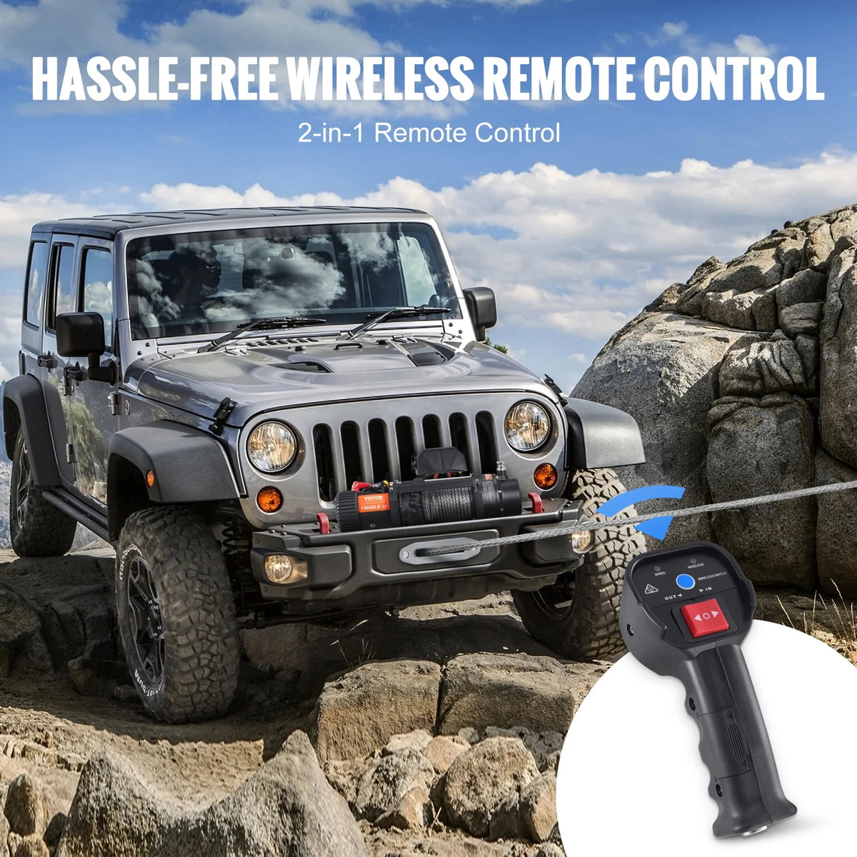 12V 10,000 lb Nylon Rope Winch with Wireless Remote Q1527