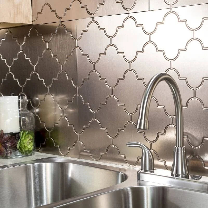 18in x 24in Brushed Nickel Backsplash Panel (5 Pack) I806620
