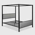 Traditional Fabric Canopy Queen Bed with Iron Frame Gray Flat Black P154