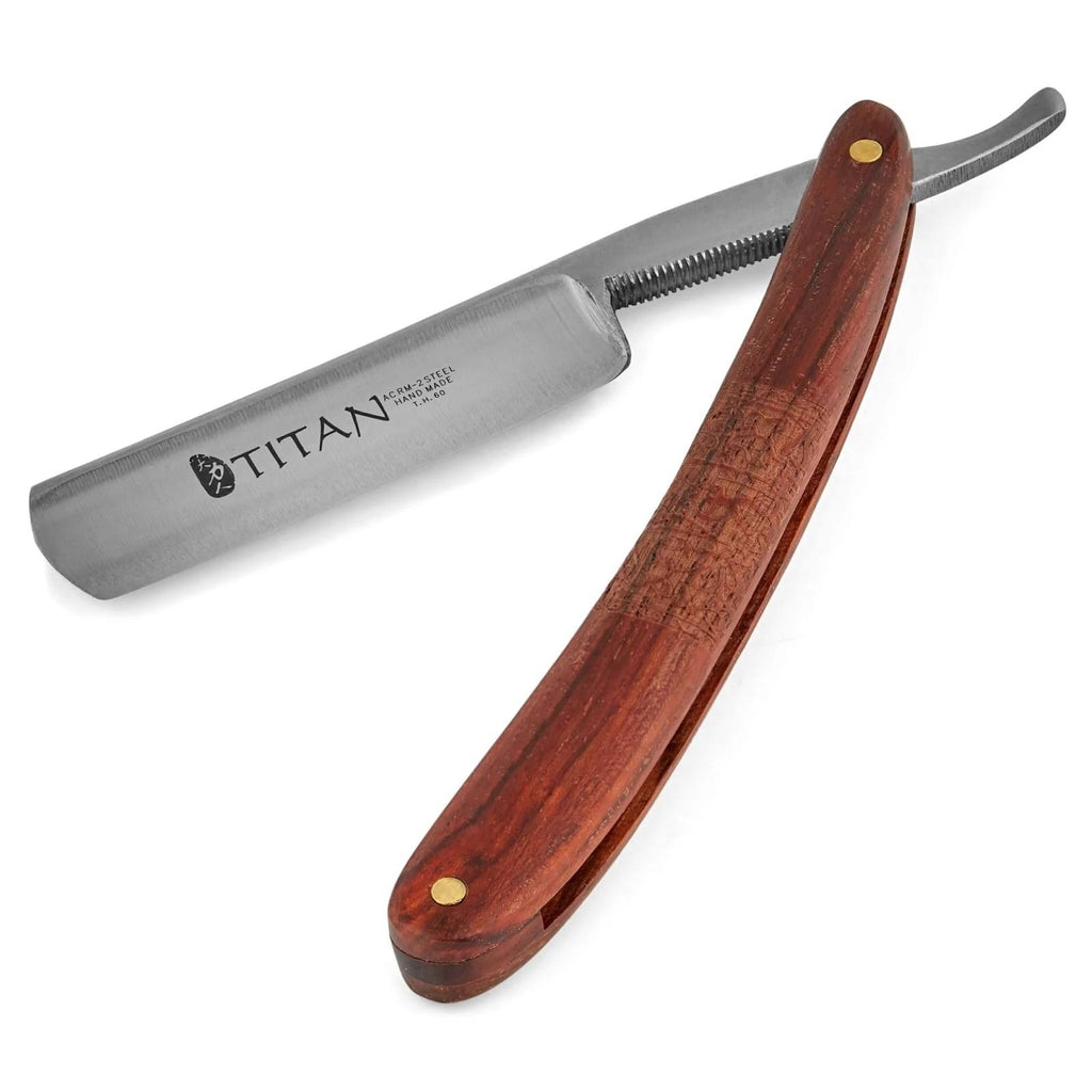 Mahogany Wood Carved Straight Razor L322