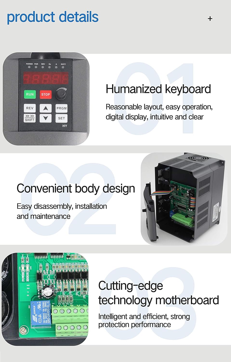 Variable Frequency Drive 220V 3KW 400Hz 13A Single Phase Input, 3 Phase Output Y217707