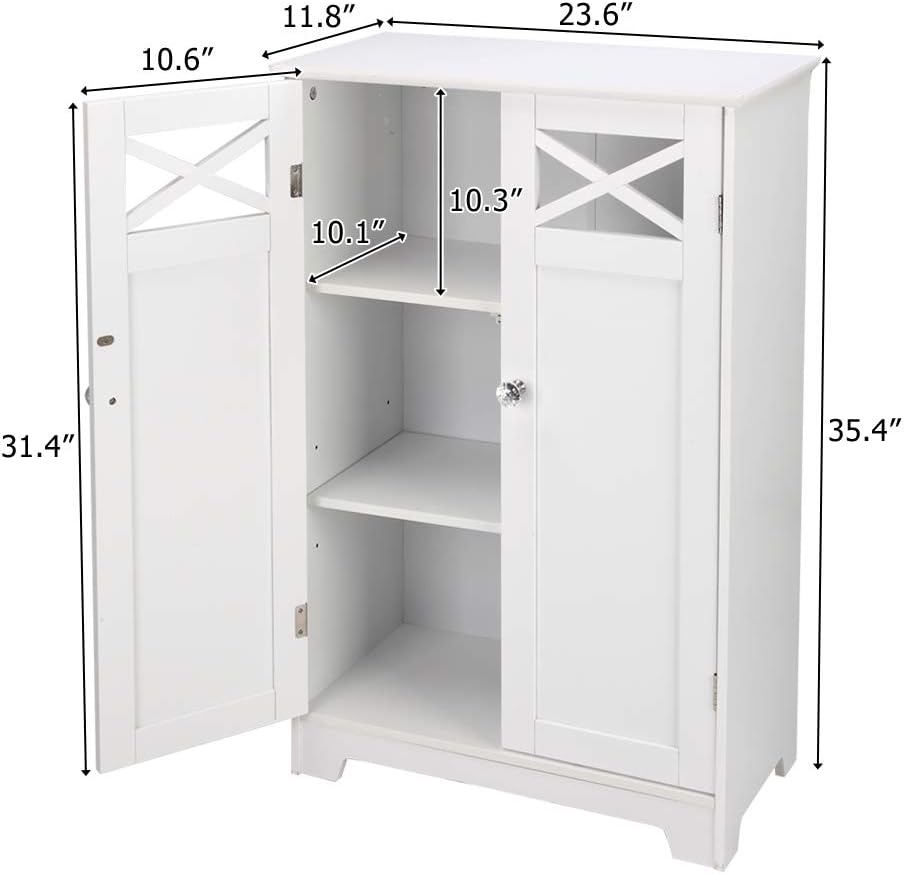 Double Door Bathroom Cabinet White V948