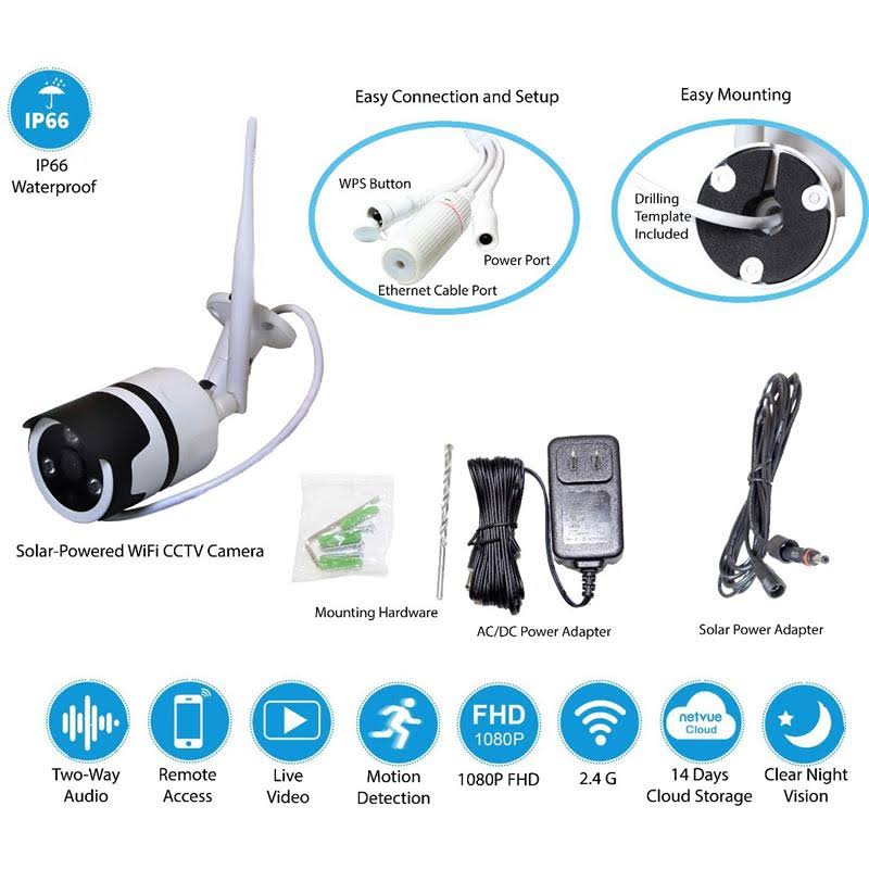 70W 330WH Battery 1 WiFi Camera High Voltage Solar Panel in Silver R859
