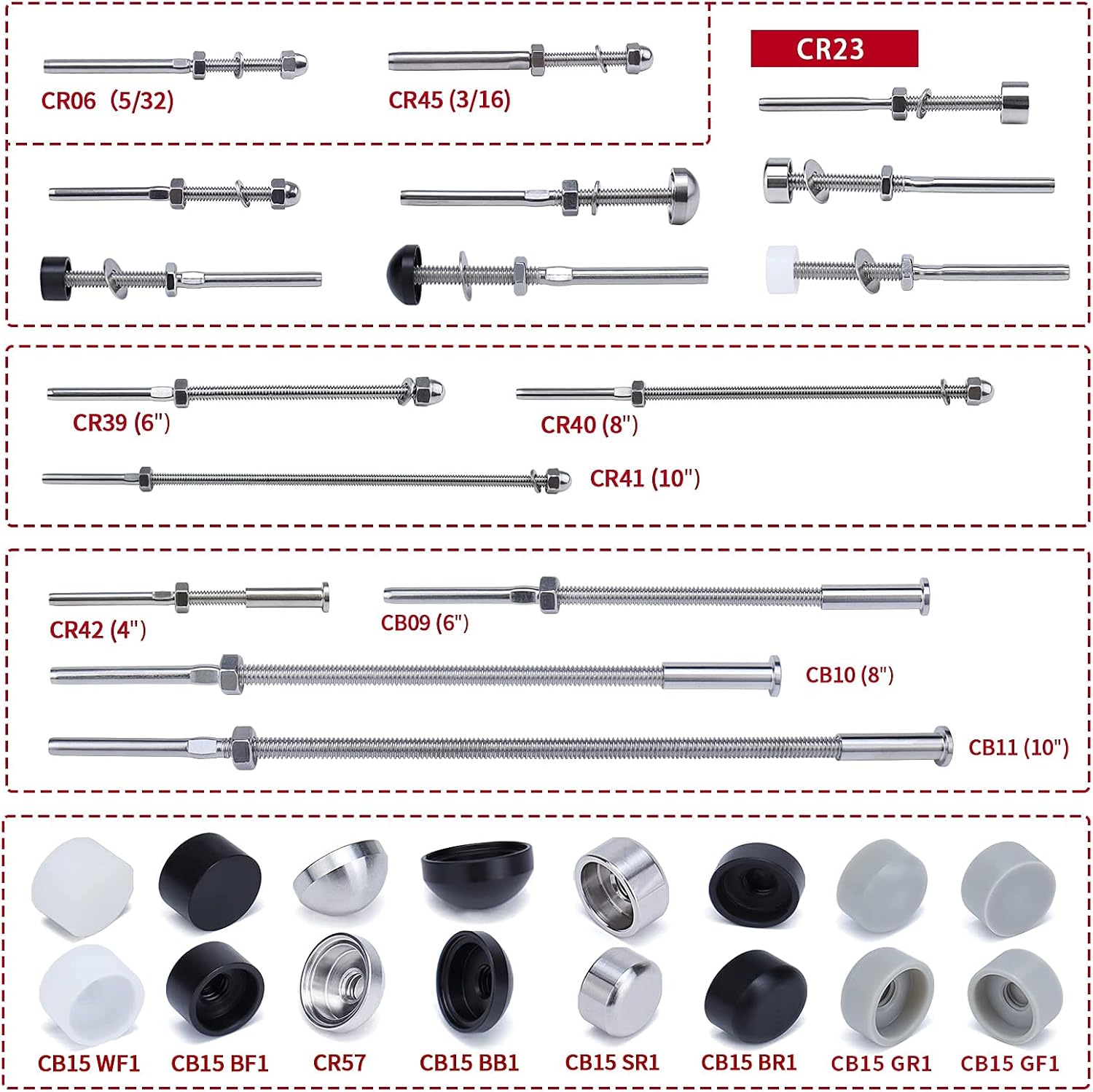 10Pack 1/8 T316 Stainless Steel Cable Railing Kit Hardware B980167