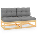 Patio 2 Middle Sofas with Gray Cushions Pinewood Garden Sofa Set W609