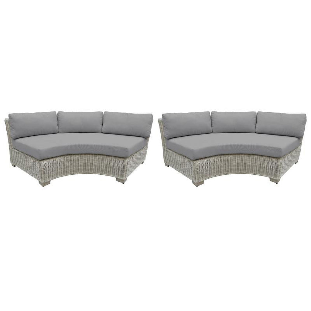 Curved Armless Outdoor Wicker Sofa in Grey H141