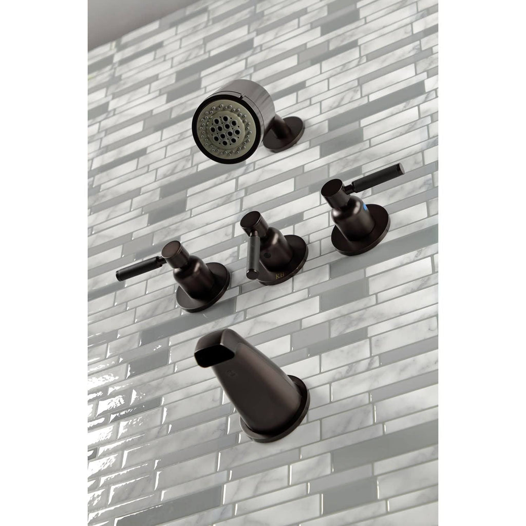 Polished Brass Three-Handle Tub and Shower Faucet F245