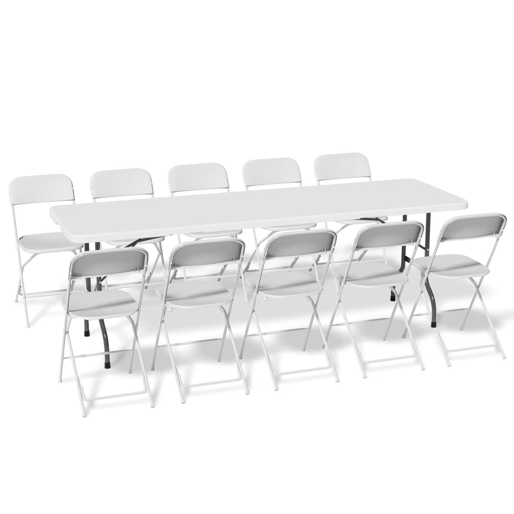 11-Piece White Folding Dining Table and Chairs Set G8323