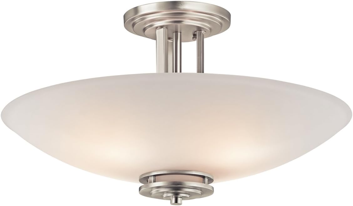 24 4 Light Semi Flush with Satin Etched Cased Opal Glass Brushed Nickel O455740