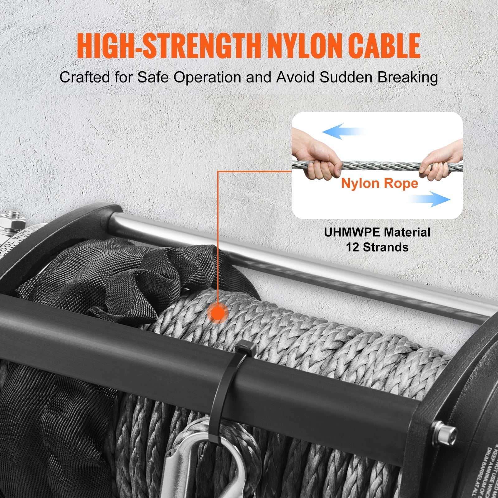 12V 10,000 lb Nylon Rope Winch with Wireless Remote Q1527