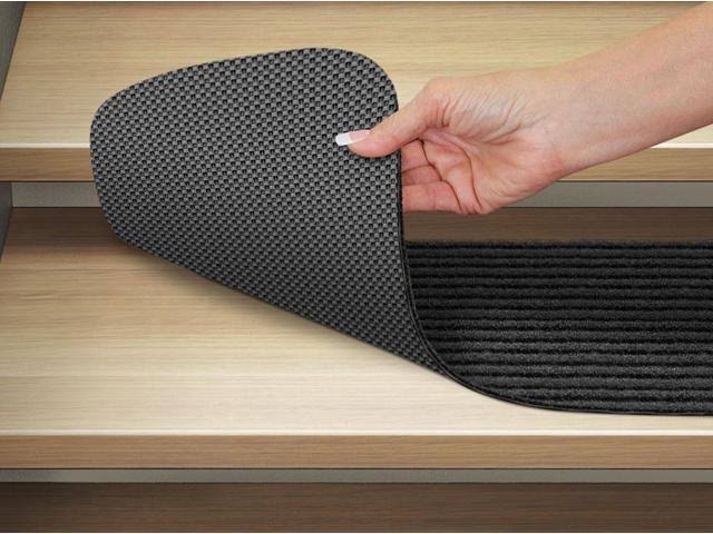 Set of 12 Skid-Resistant Carpet Stair Treads Smokey Black 8 in. x 30 in. G770