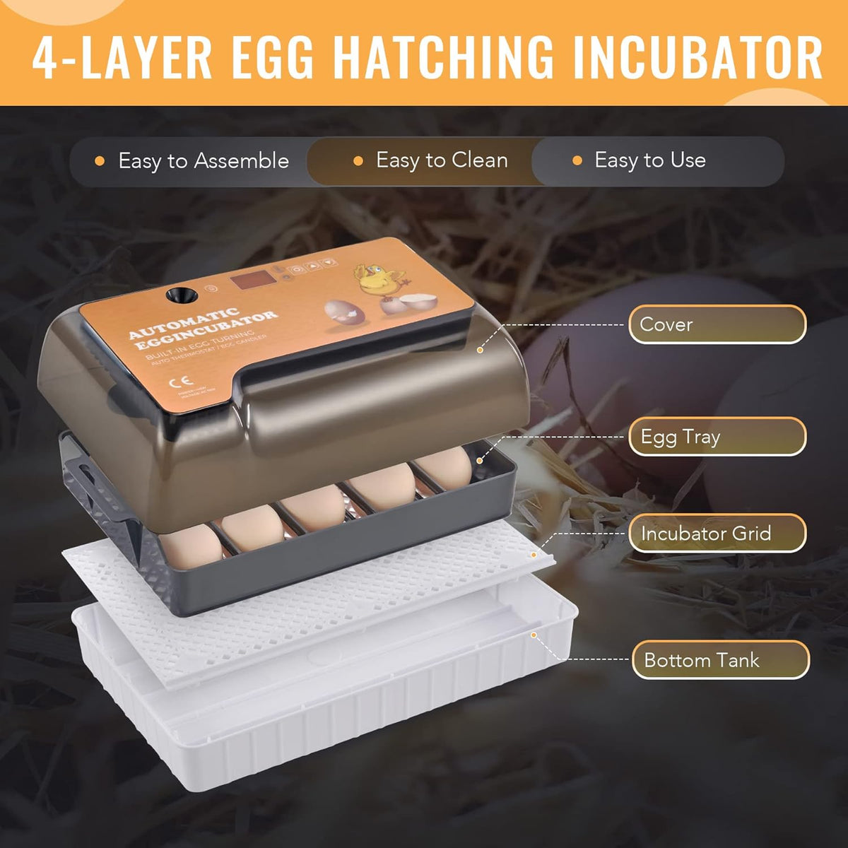 9-35 Eggs Fully Automatic Egg Incubator with LED Candler, Pack of 2 B8857