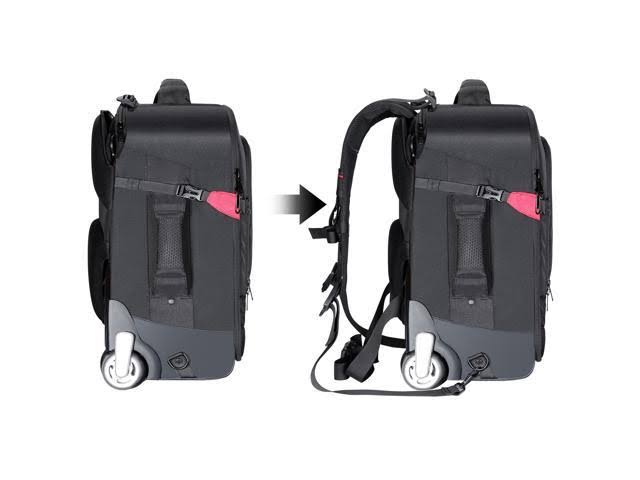 2-in-1 Rolling Camera Backpack Trolley Case F61396