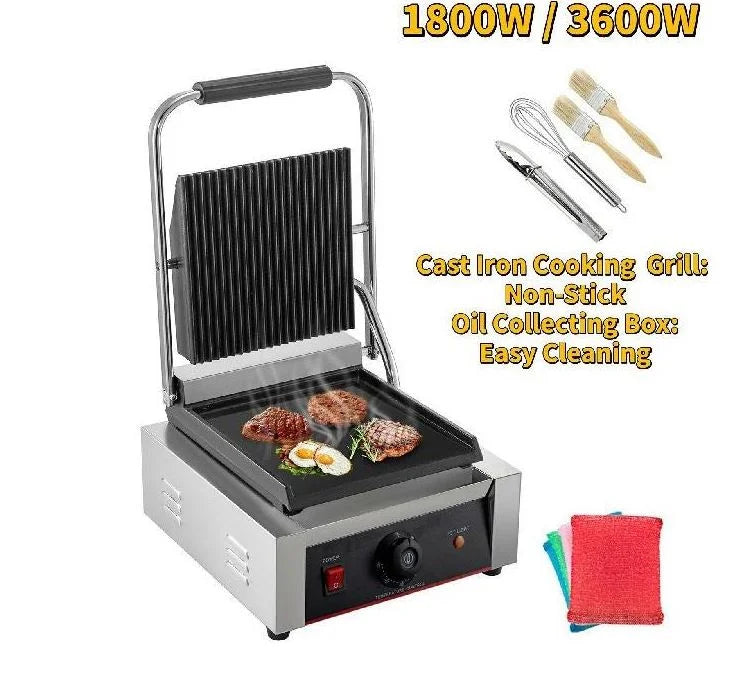 Non-Stick Electric Contact Grill Griddle Panini Press R130370