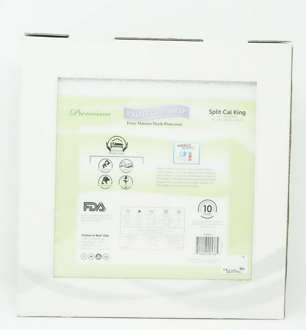 Cotton Terry Waterproof Mattress Protector Split Cal King P2934