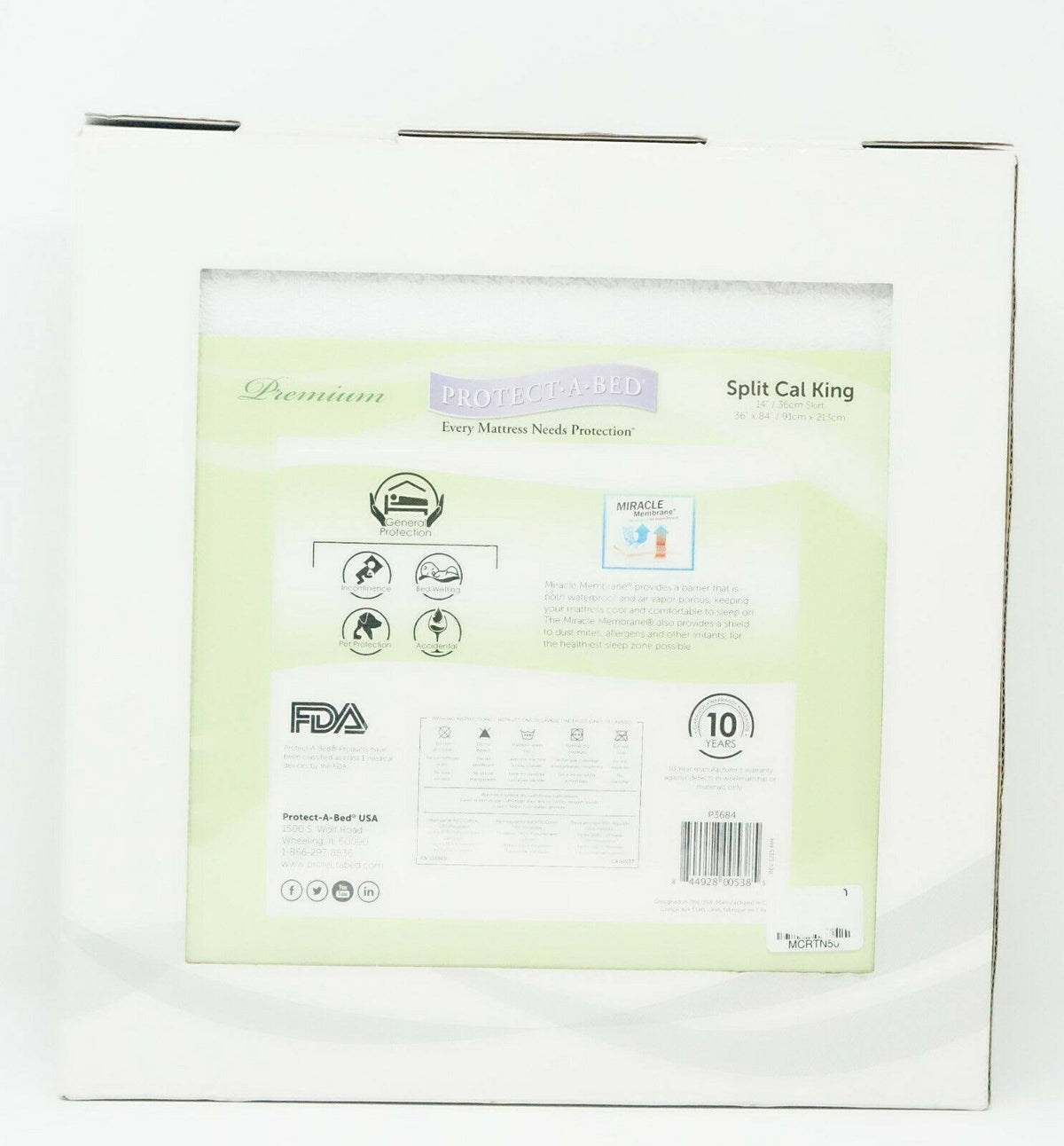 Cotton Terry Waterproof Mattress Protector Split Cal King P2934