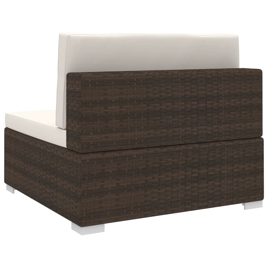 Brown Poly Rattan Sectional Middle Seat with Cushions T840