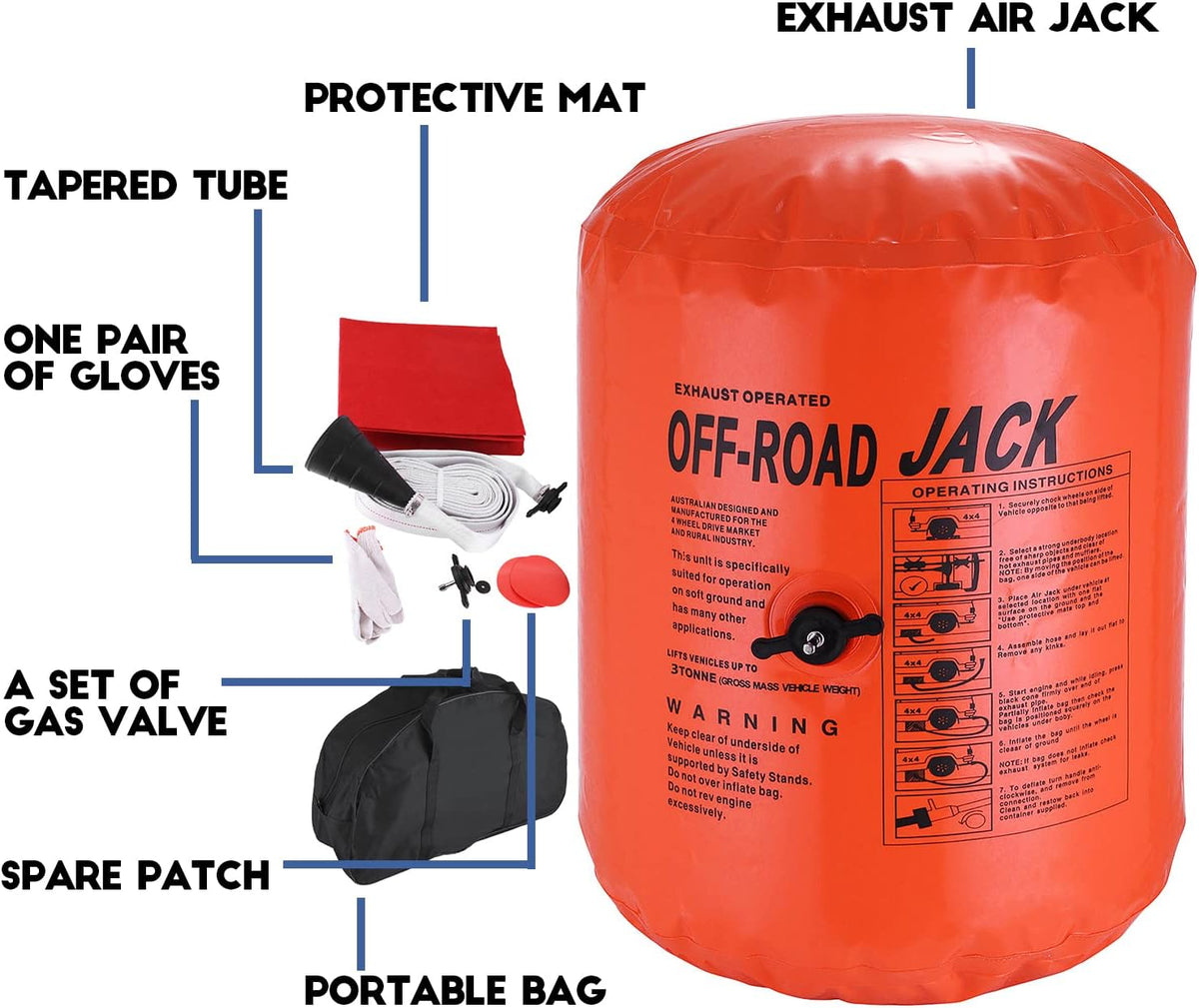 4T Exhaust Air Jack Inflatable Car Jack for Vehicle SUV Truck Y999