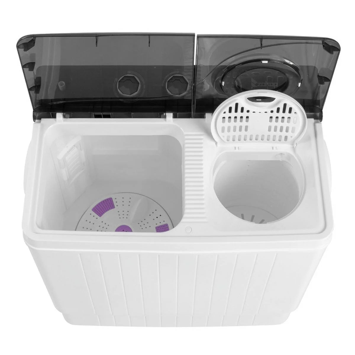 Semi-automatic Twin Tub Washing Machine with Built-in Drain Pump, 26Lbs, White&Black F944033