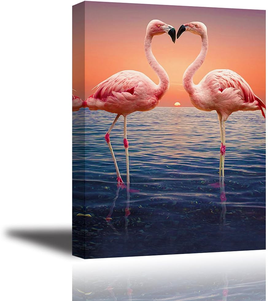 Pink Flamingo Canvas Painting Wall Art H471
