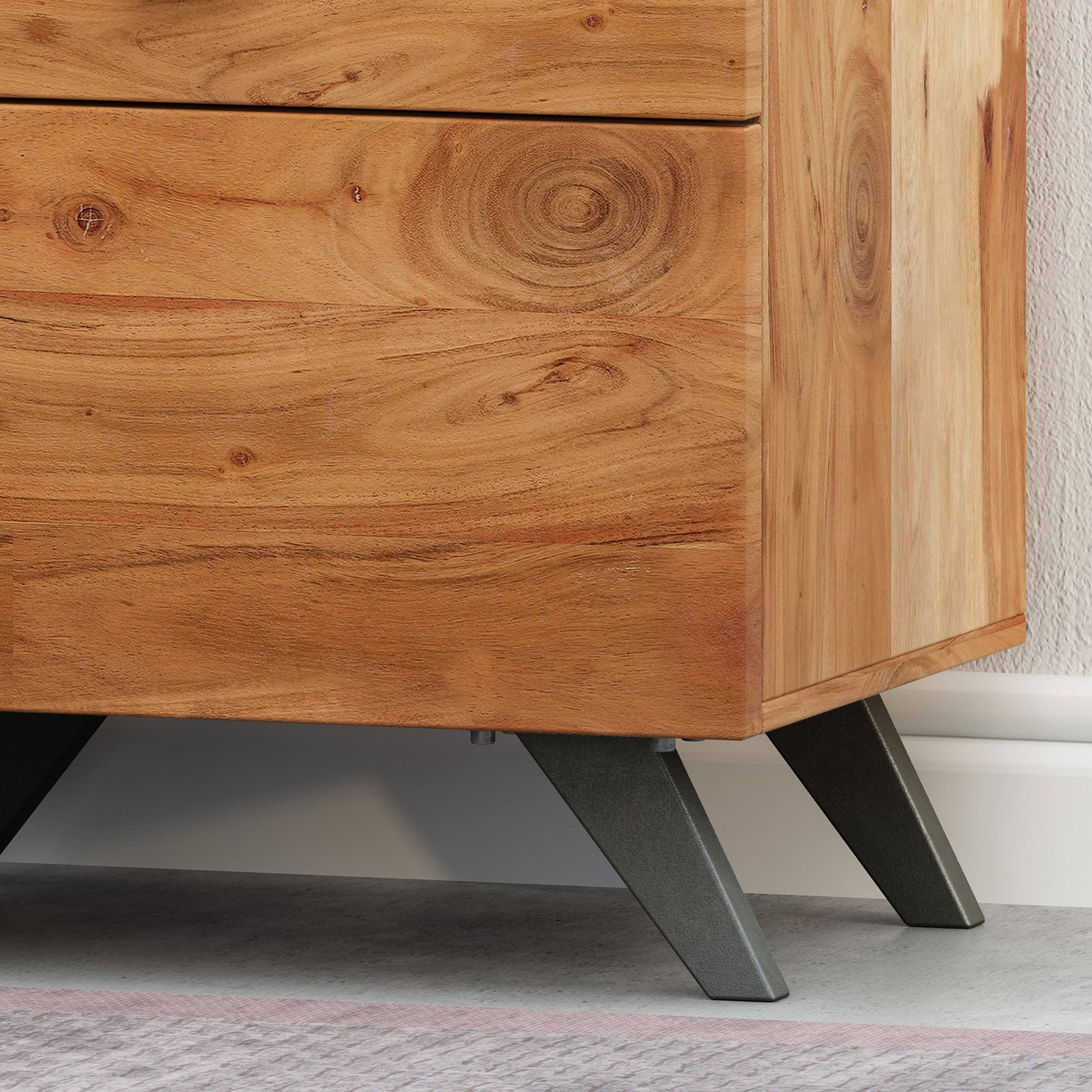 Mid-Century Industrial Acacia Wood Side Table A60691