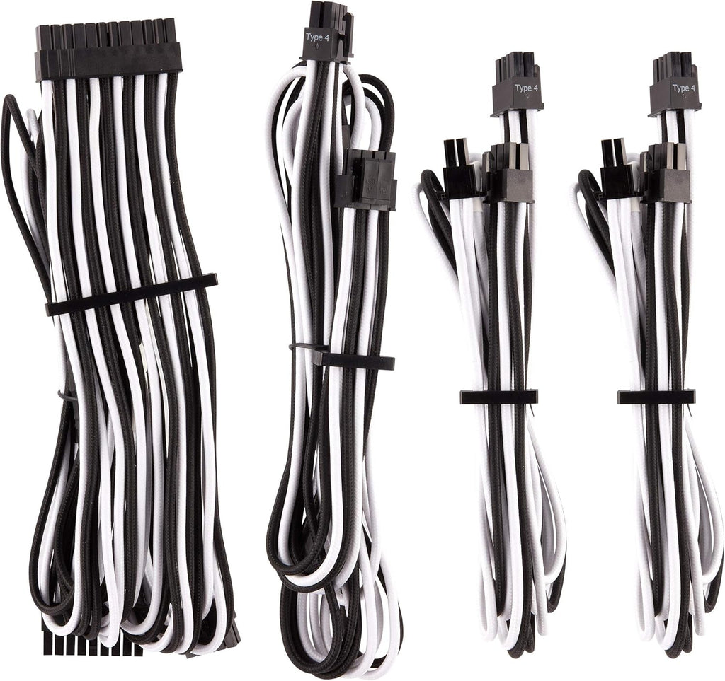 White Individually Sleeved PSU Cables Starter Kit T7357