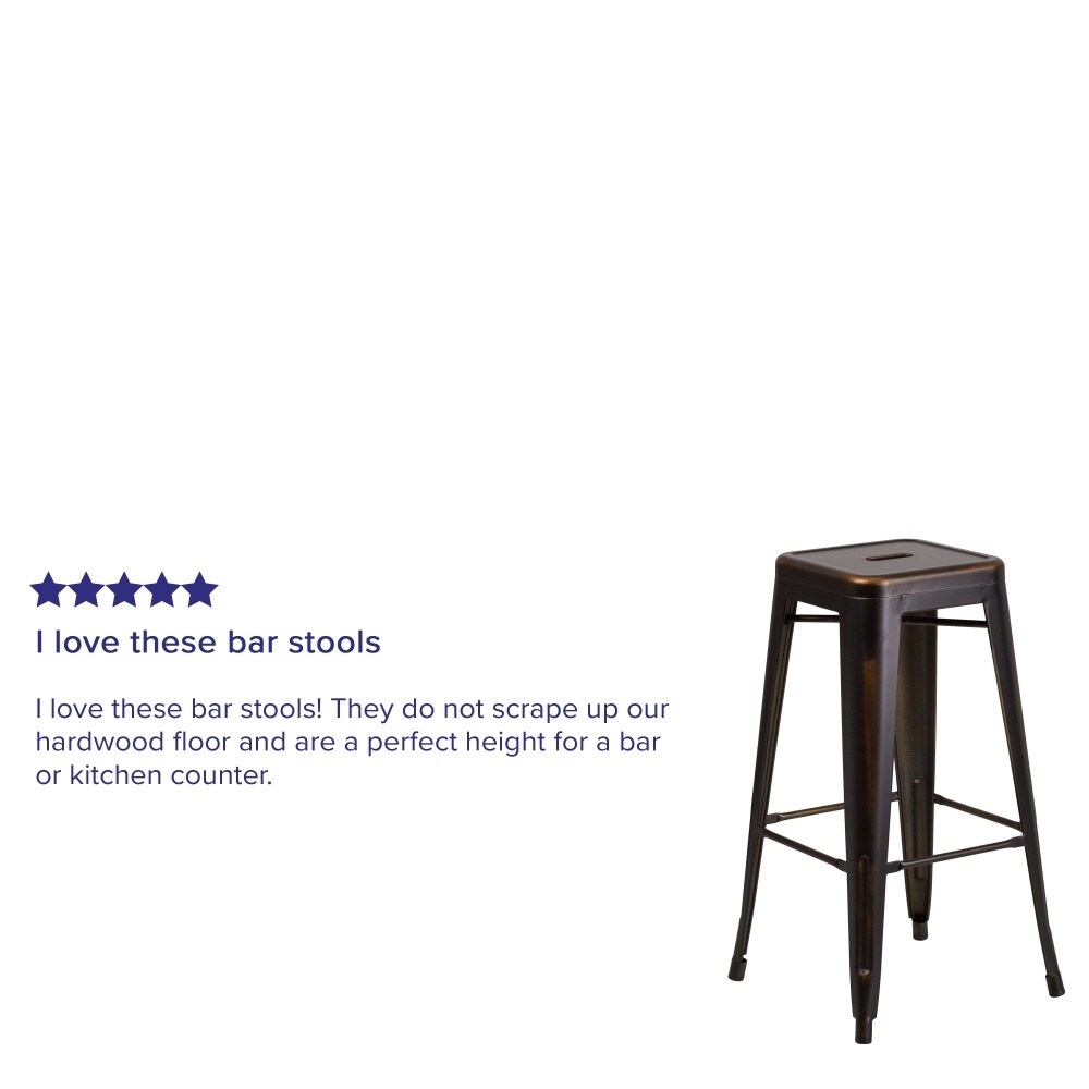 4 Pack 30"H Backless Distressed Metal Barstool I723
