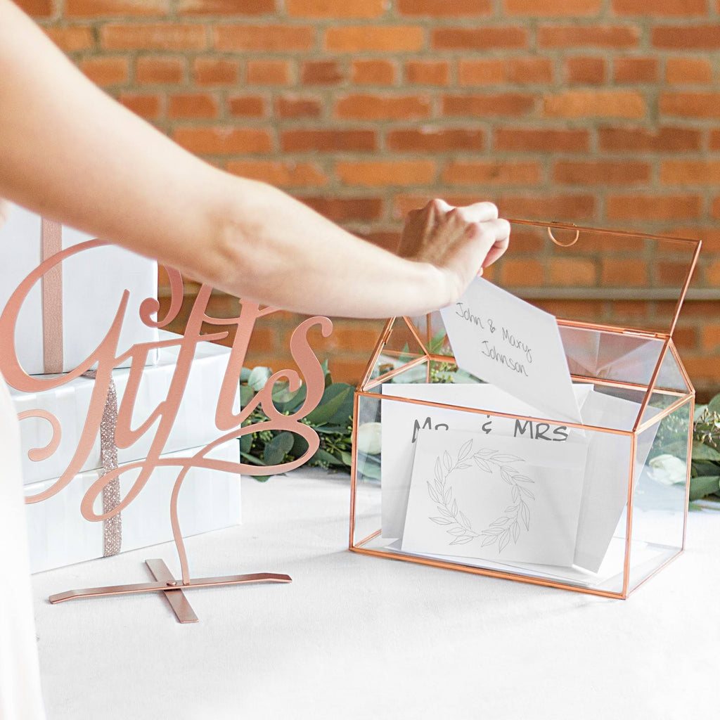 Glass Terrarium Card Holder, Rose Gold T336302