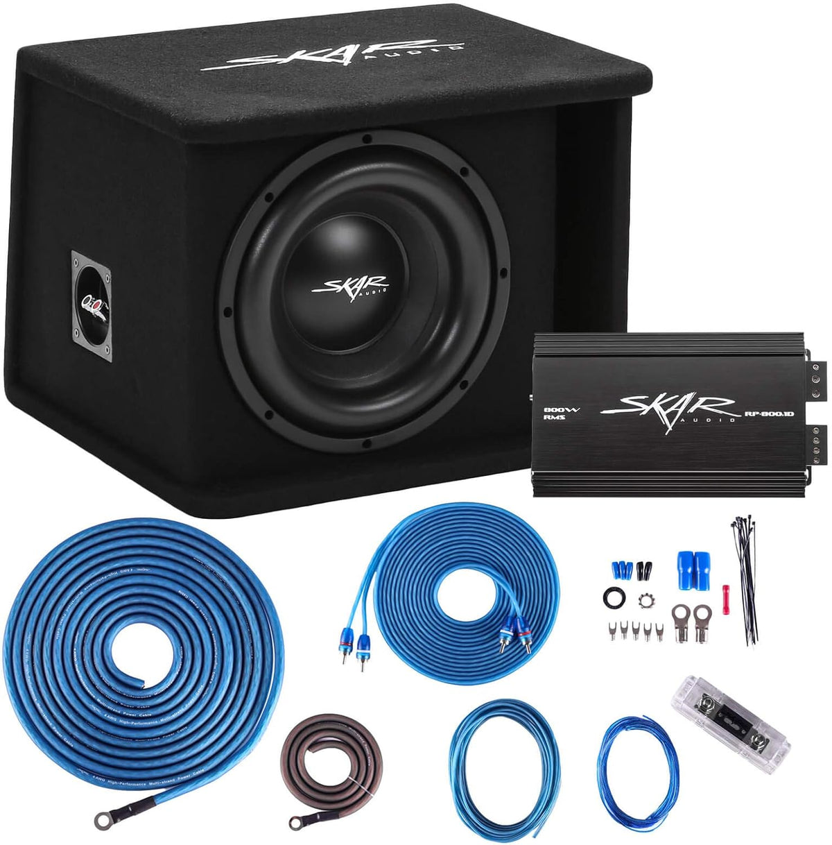 Single 10" Loaded Enclosure Subwoofer Bass Package with Amplifier U3518