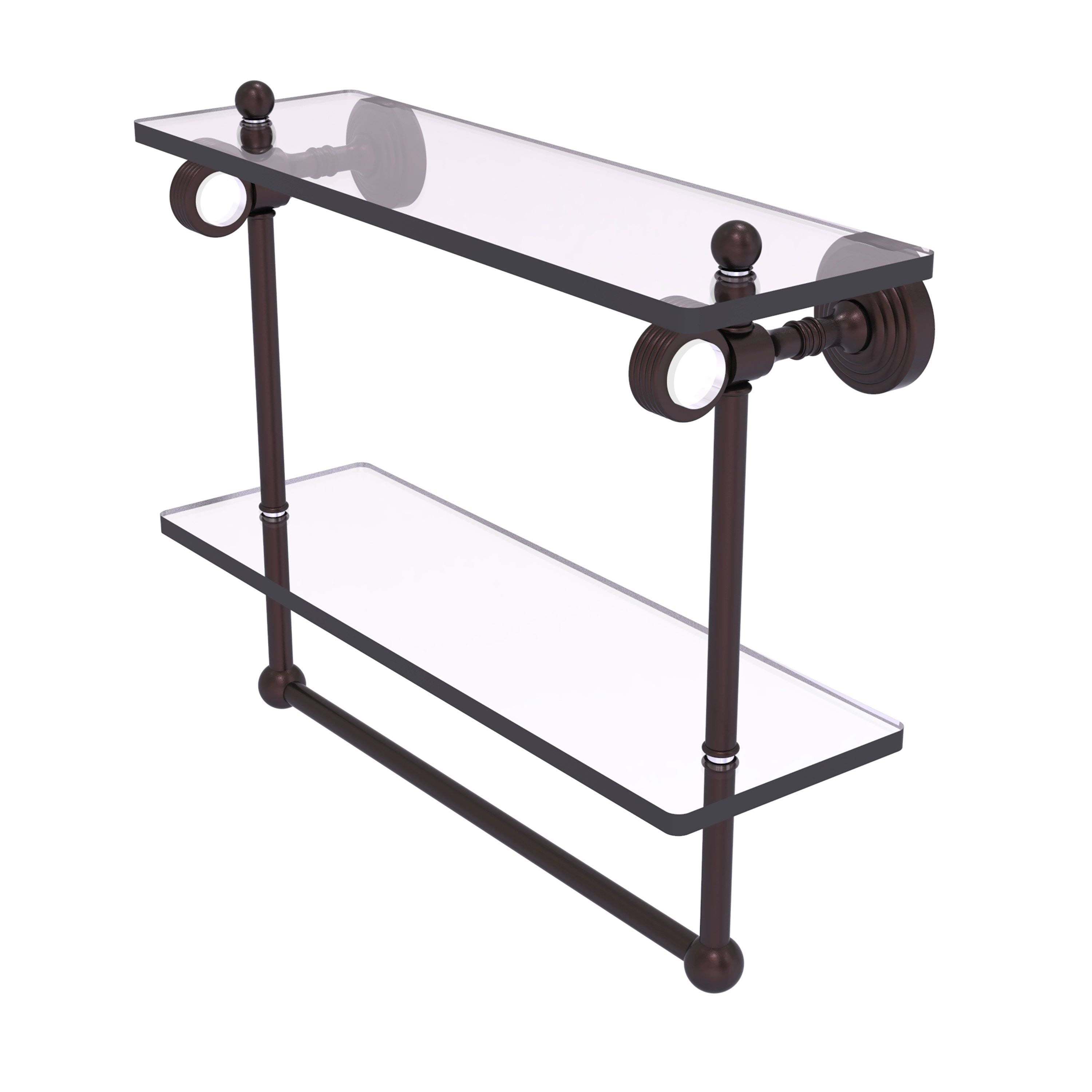 Double Glass Shelf with Towel Bar - Antique Bronze / 16 inch N70747