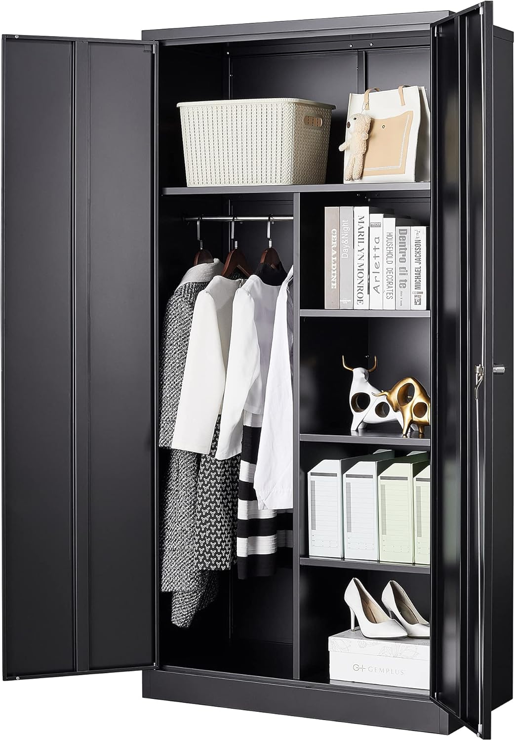 Black Metal Storage Cabinet with 4 Adjustable Shelves X4868